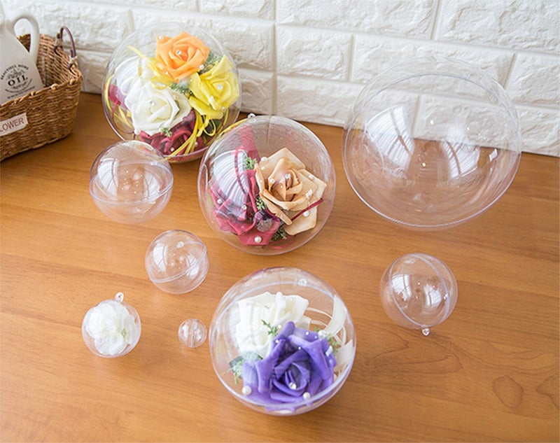 AOMGD 25 Set 50 Pieces Christmas Clear Plastic Fillable Ornaments, DIY Bath Bomb Mold,Acrylic Clear Plastic Ornaments Balls Fillable Wedding Party Decor with 5 Size 30mm 40mm 50mm 60mm 70mm - Image 5